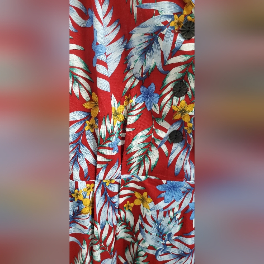 Royal Monk Tropical Shirt Waist Dress L Unique Vintage - Picture 5 of 11